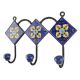 Navy Blue And Yellow Ceramic Floral Tiles Hook 